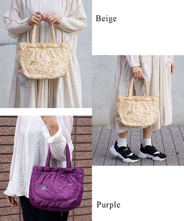 tsumori chisato CARRY 森のどうぶつ刺繍 トートバッグ パープル