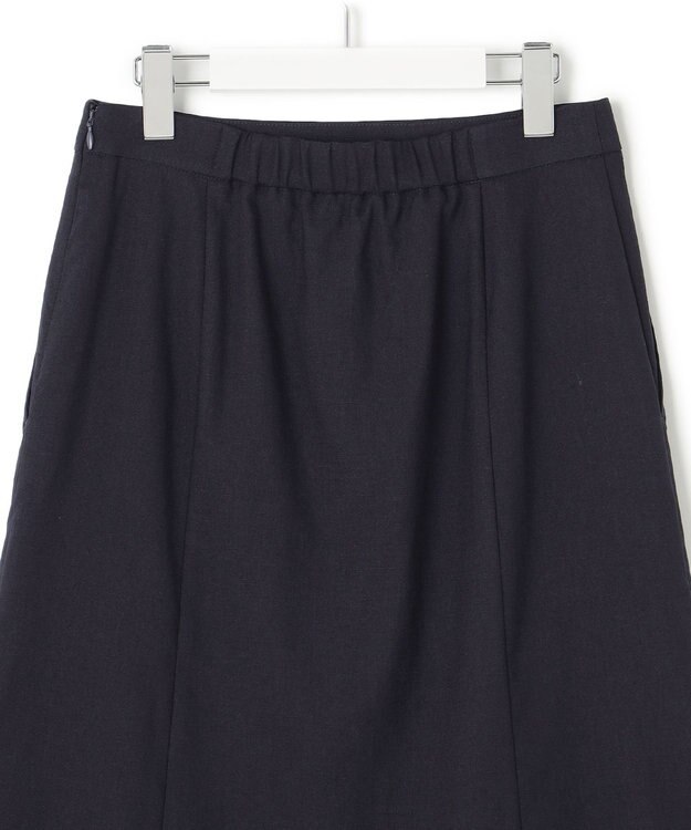 23区 L 【セットアップ対応/洗える】アイアスマットストレッチ セミフレア スカート ネイビー系