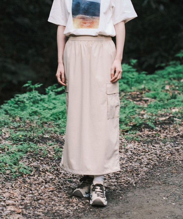 SHARE PARK LADIES 【撥水・UVカット・ストレッチ・軽量 】ナイロンカーゴスカート（S・Mサイズ） ベージュ系