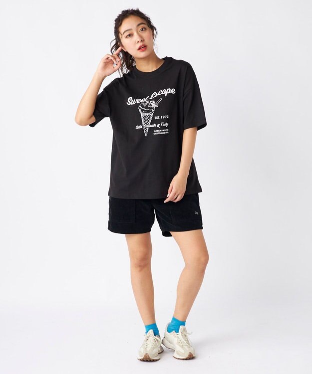 OP／FILA 【Ocean Pacific】アイスクリームプリント半袖Tシャツ ブラック