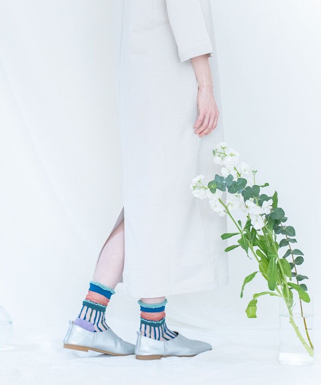 COQ サラサラ シアーストライプソックス ブルー