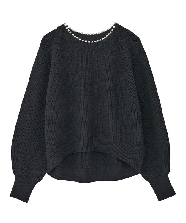 YECCA VECCA パールネックニット Navy