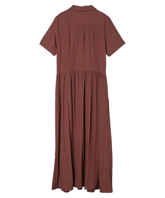 Green Parks ローウエスト切替開襟シャツワンピース Terracotta