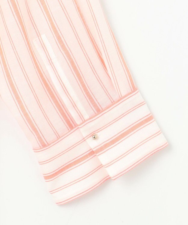 自由区 S 【ドラマ「明日はもっと いい日になる」着用】【接触冷感・吸水速乾・洗える】ナチュラルリネンクロップド丈 シャツ ホワイト×オレンジ