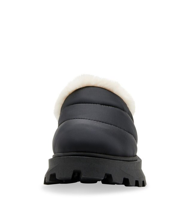 STEVE MADDEN FIRE PLACE 厚底キルティングファーシューズ ブラック