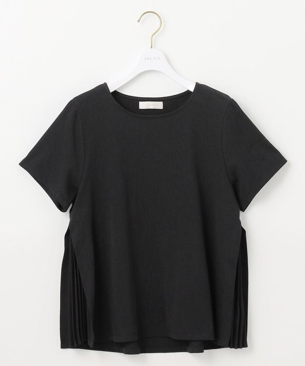 ANY SIS 【UVケア】サイドプリーツ カットソー ブラック
