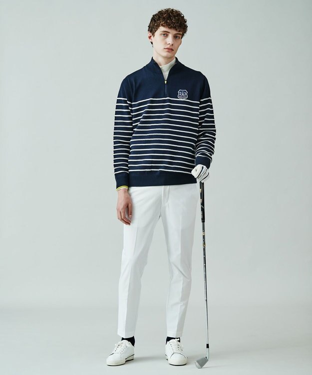 23区GOLF 【MEN】【手洗い可】コットンブレンド ハーフジップ ニット ネイビー系