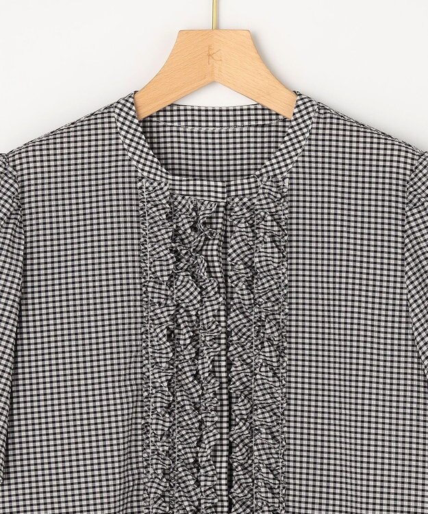 組曲 【先行予約】【WEB限定】サッカーギンガムチェック フロントフリルブラウス ホワイト系3