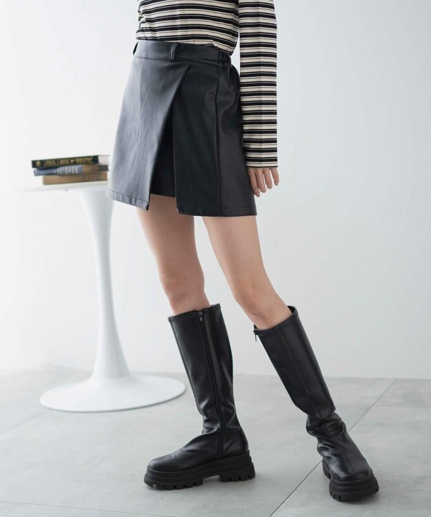 WEGO レイヤードスリットスカパン ブラックその他