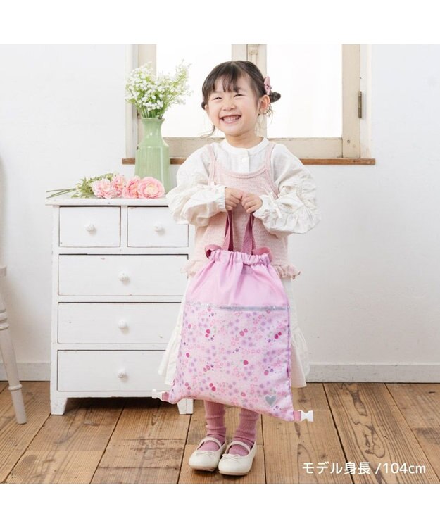 Mother garden マザーガーデン 野いちご お着替え巾着 ナップサック 《小花いちご柄》 小花いちご柄