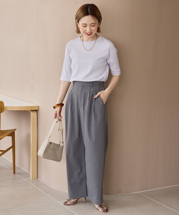 AMERICAN HOLIC リブ5分袖プルオーバー Lavender