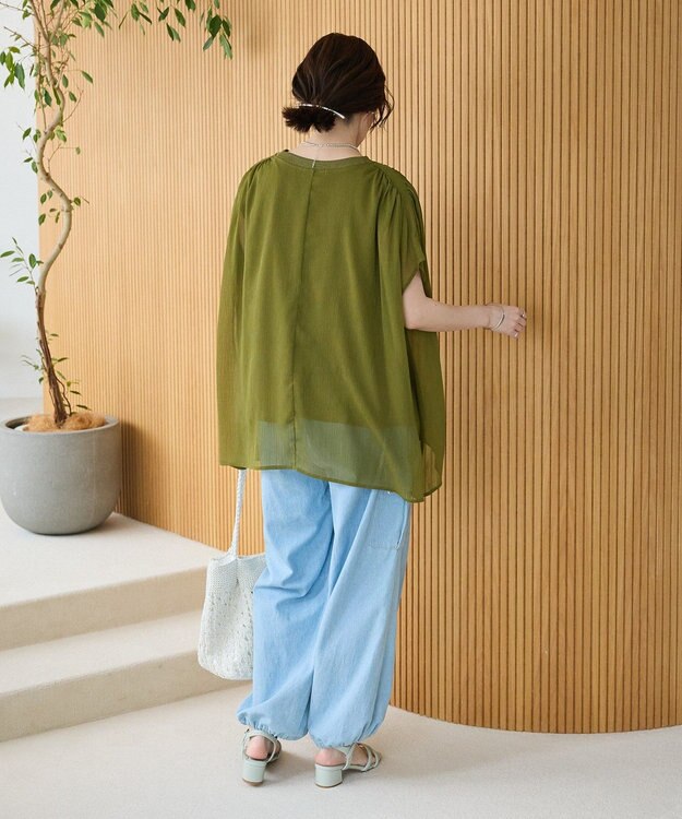 Green Parks 楊柳ドッキングフレンチプルオーバー Khaki