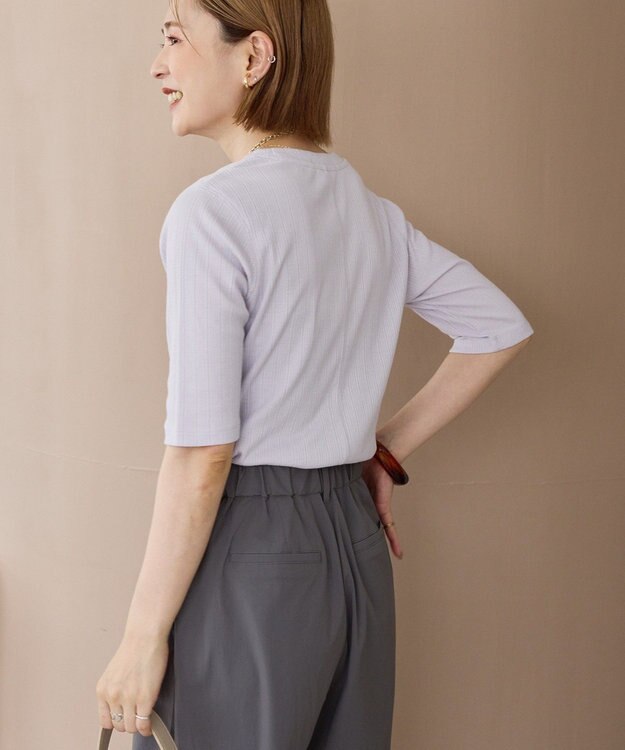 AMERICAN HOLIC リブ5分袖プルオーバー Lavender