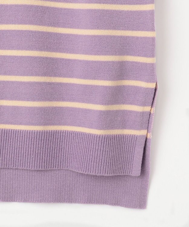 ANY SIS 【Oggi1月号掲載】ショルダーパール調 ニット ラベンダー×アイボリーボーダー