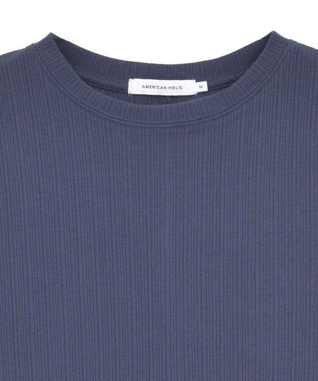 AMERICAN HOLIC リブ5分袖プルオーバー Navy