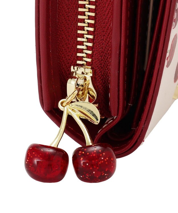 Maison de FLEUR リーフ付きチェリーウォレット Red