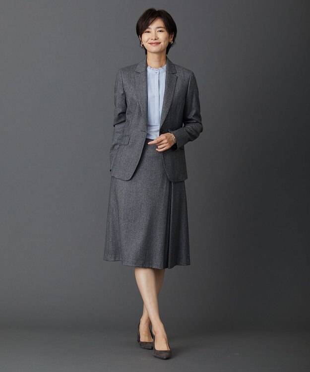 J.PRESS LADIES 【セットアップ対応】ウールストレッチツイード スカート グレー系