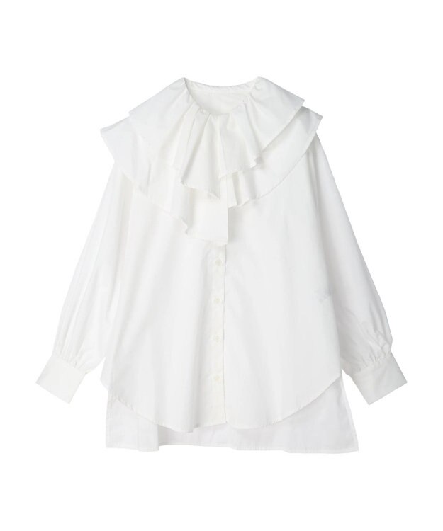 earth music&ecology ラッフルフリルチュニックブラウス Off White