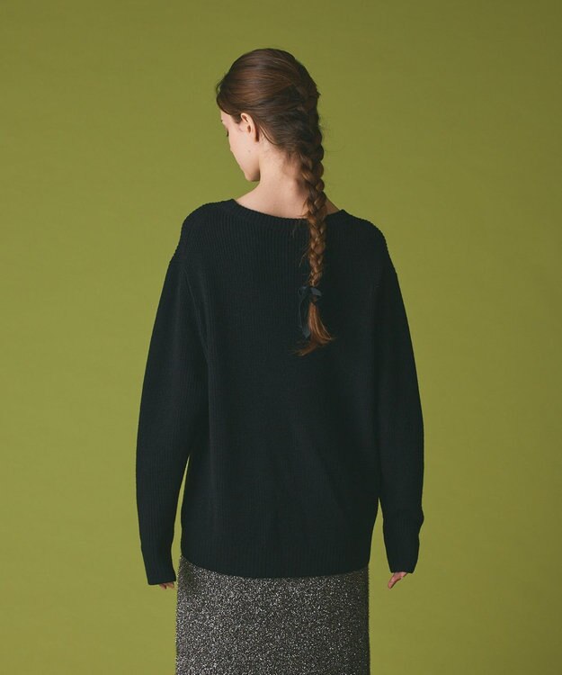 GRACE CONTINENTAL ビジューロゴニットトップ ブラック