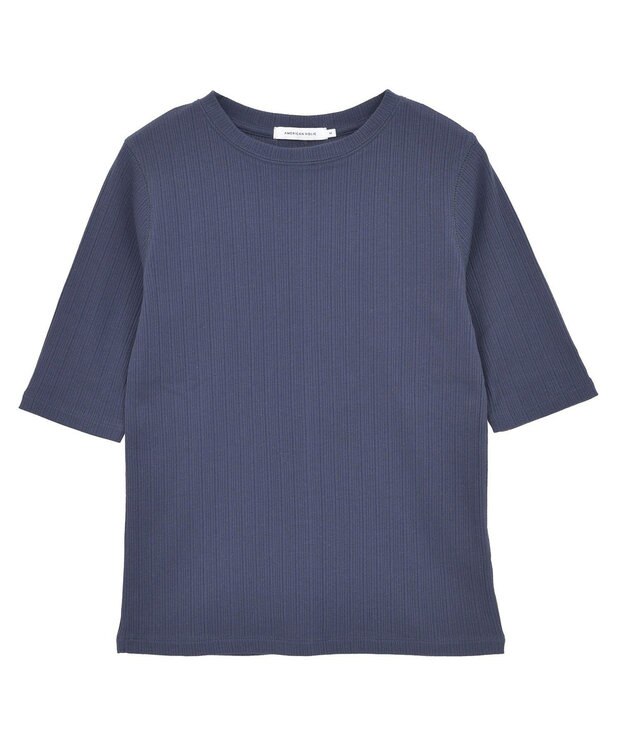 AMERICAN HOLIC リブ5分袖プルオーバー Navy