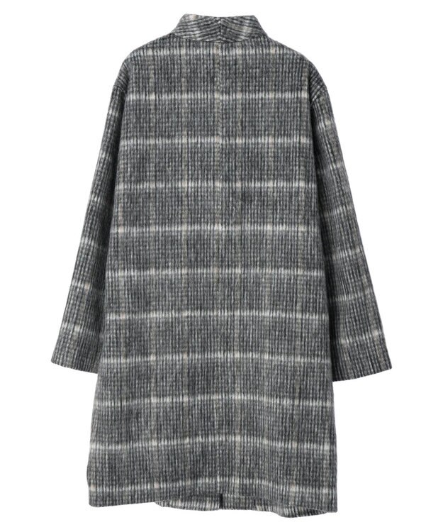 Green Parks コクーンシルエットチェックシャギーコート Black