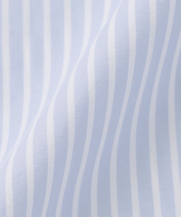 23区 L 【洗える】CANCLINI ポケット付き パールボタン シャツブラウス スカイブルー×ホワイトストライプ