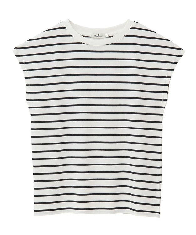 earth music&ecology 【接触冷感/洗濯機可】フレンチＴ Border Ivory