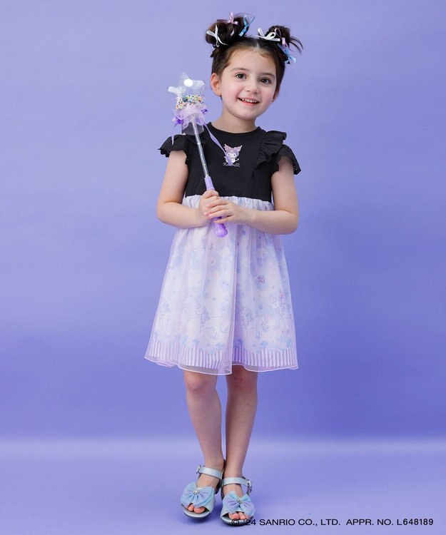 ANY KIDS 【サンリオキャラクターズ×any FAM】オン・オフショルダーチュールワンピース ブラック×クロミ