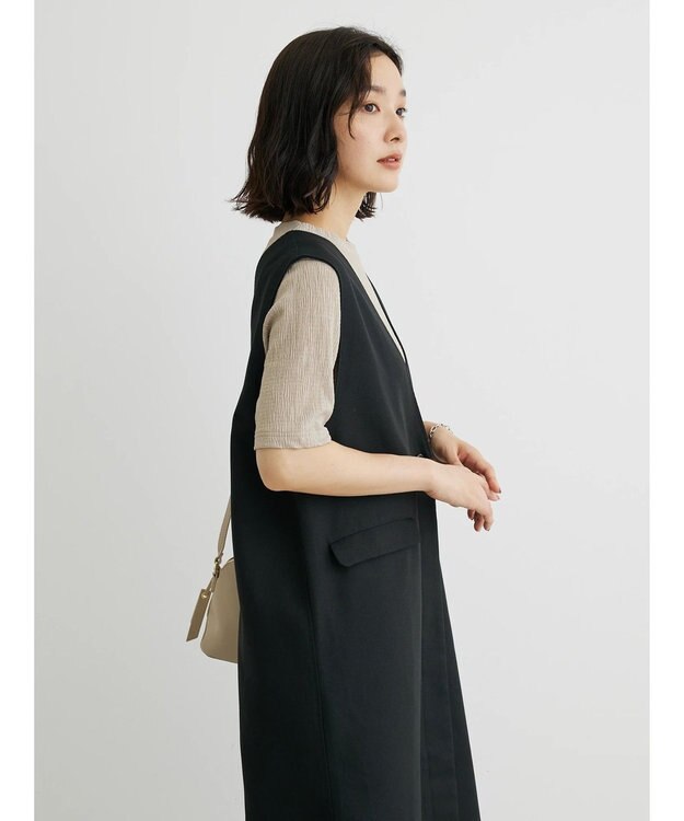 Green Parks ジレにもなる２ｗａｙＶネックジャンスカ Black