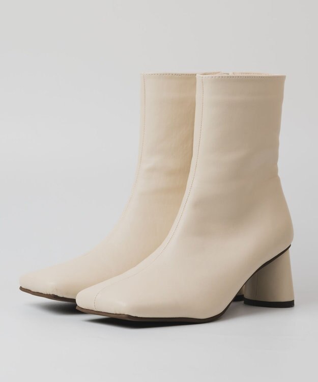 BONTRE 【PRECIEUX JOUET/プレシュウジュエ】ワイドスクエアショートブーツ エクリュ