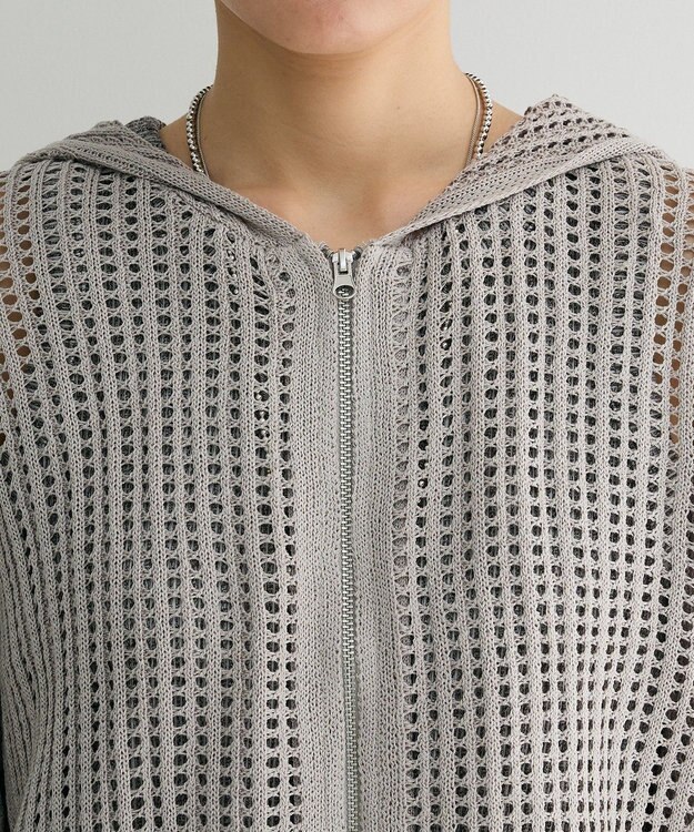 Green Parks メッシュニットパーカー Gray