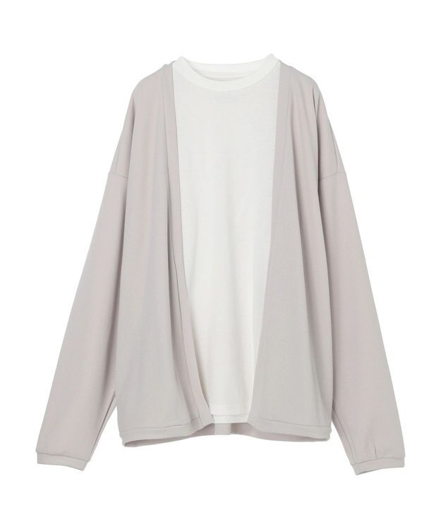 CRAFT STANDARD BOUTIQUE 梨地カットカーディガン＋ＬＳ　ＴＥＥーＳＥＴ Light Gray