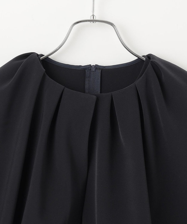 #Newans ＜亀恭子さんコラボ＞取り外し可能ケープ付きペプラムブラウス ネイビー