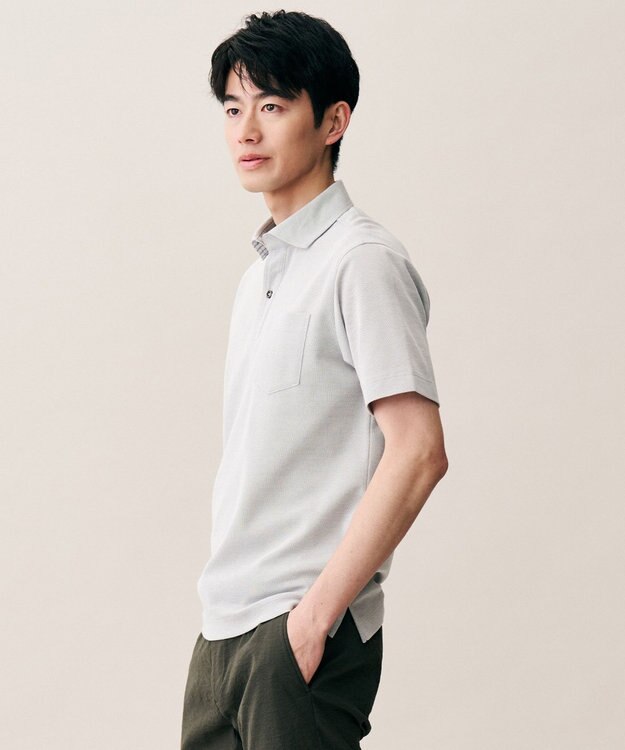 JOSEPH ABBOUD 【キングサイズ・日本素材・オーガニックコットン使用】オーガニックコットンクールビズ ポロ ライトグレー系