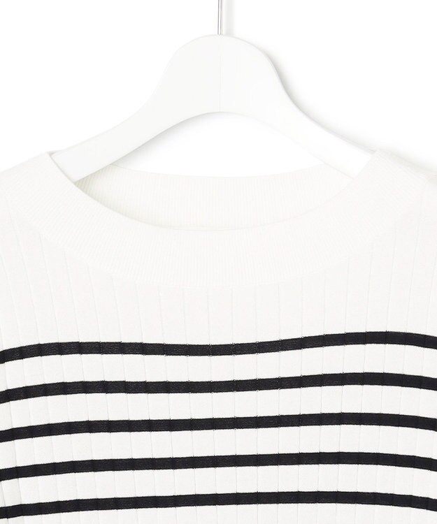 23区 【洗える】シルキーレーヨンワイドリブ ニット オフ×ネイビー