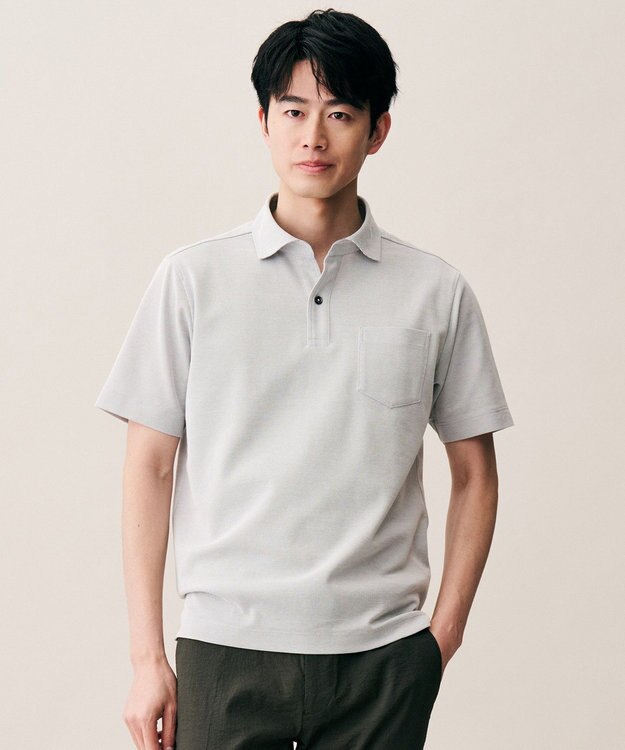 JOSEPH ABBOUD 【キングサイズ・日本素材・オーガニックコットン使用】オーガニックコットンクールビズ ポロ ライトグレー系