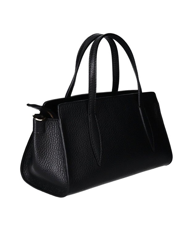 INTER-CHAUSSURES 【LORISTELLA】シュリンクレザーベーシックハンドバッグ ブラック