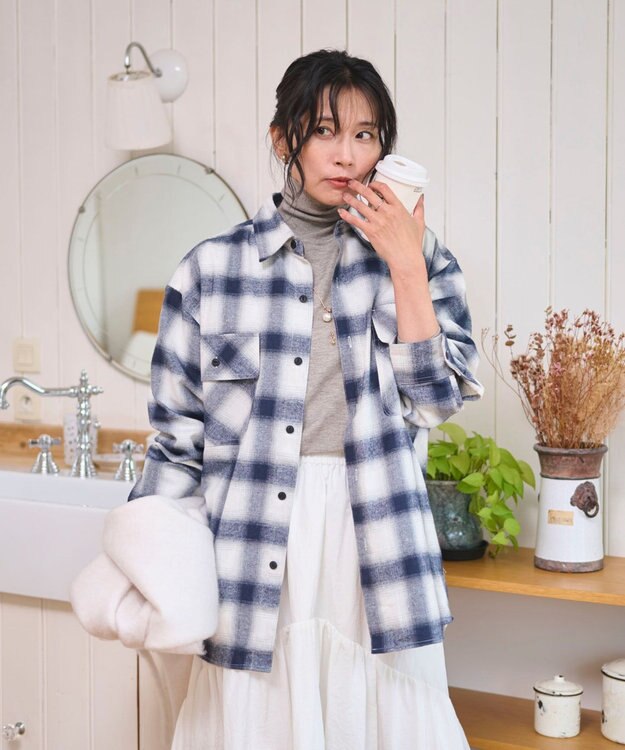 WEGO 【2025年秋冬新作/SMLサイズ展開/ユニセックス着用ITEM】オンブレチェックネルシャツ（LS） 柄4
