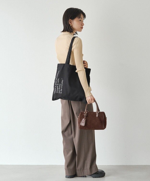 russet ［インフルエンサースタッフ企画］ロゴトートバッグ(Z-221) Black