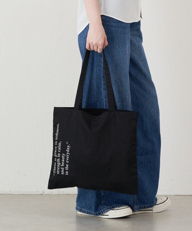 russet ［インフルエンサースタッフ企画］ロゴトートバッグ(Z-221) Black