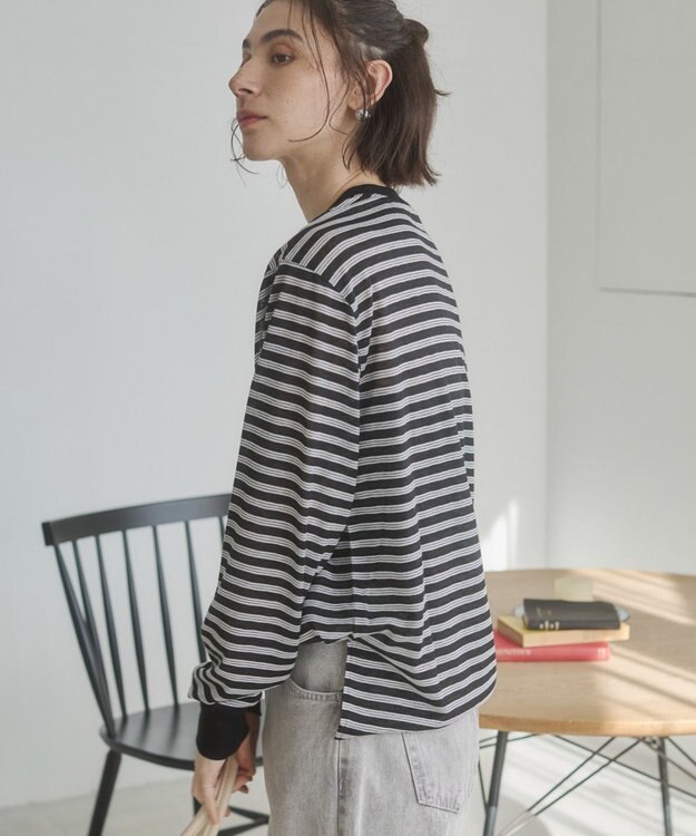 WEGO 【ANGIE VINTAGE】シアースラブボーダーロンＴ ブラックボーダー