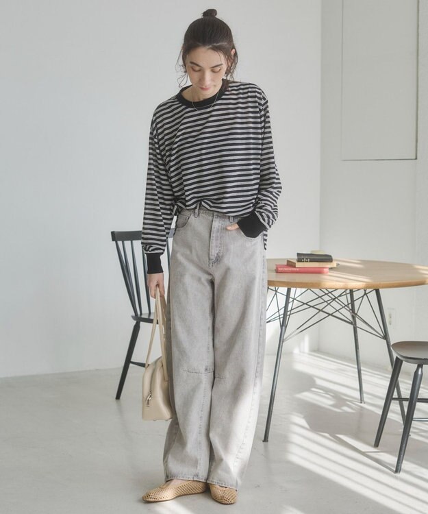 WEGO 【ANGIE VINTAGE】シアースラブボーダーロンＴ ブラックボーダー