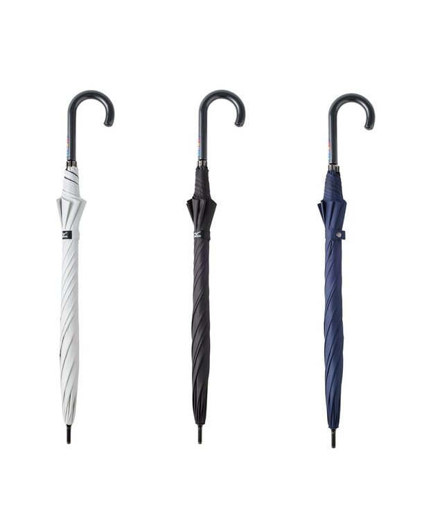 MOONBAT 【大きめ】MIZUNO メンズ 晴雨兼用日傘 長傘 RBロゴ 遮光 遮熱 UV ユニセックス ホワイト