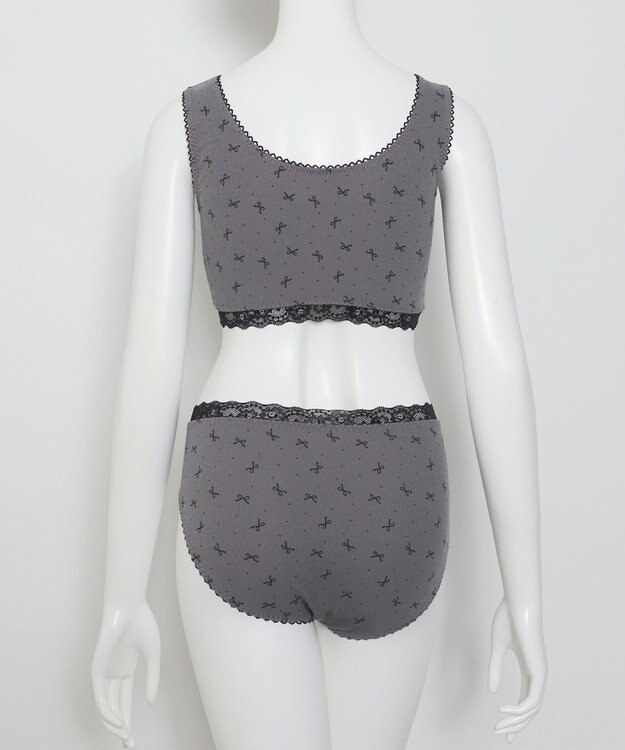 WEGO 【ハーフトップ＆ショーツセット】Liliane　Ciel　リボンドット グレー