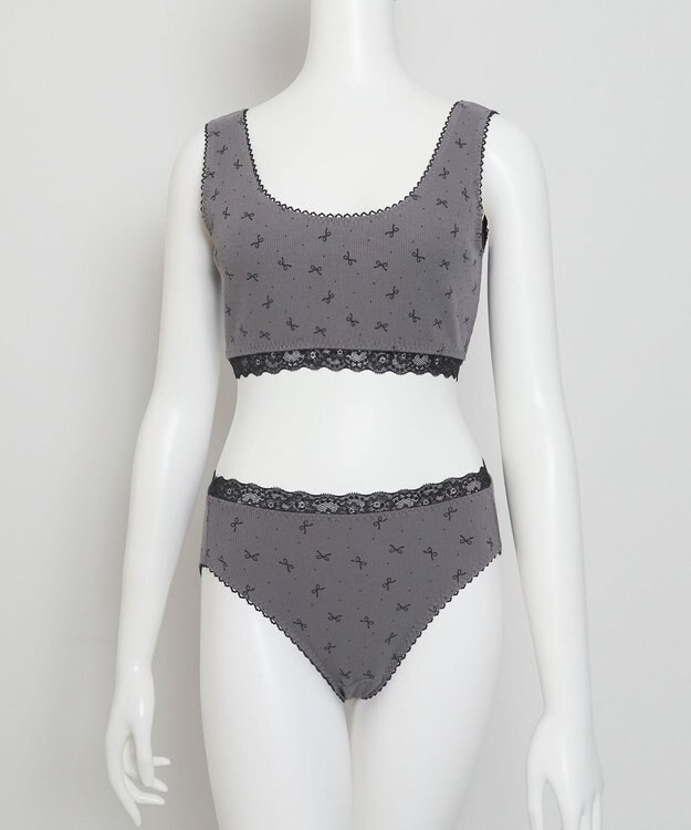 WEGO 【ハーフトップ＆ショーツセット】Liliane　Ciel　リボンドット グレー