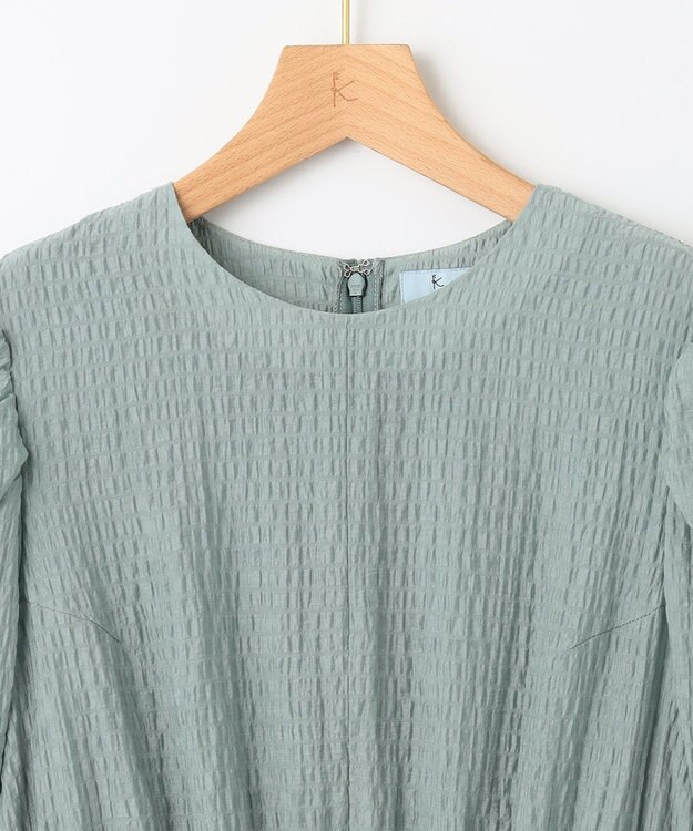 組曲 シャーリングライクシフォン ワンピース グリーン系