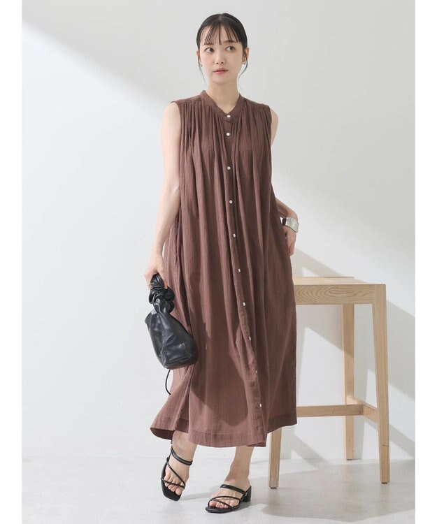 earth music&ecology 綿クレープワンピース（無地） Brown