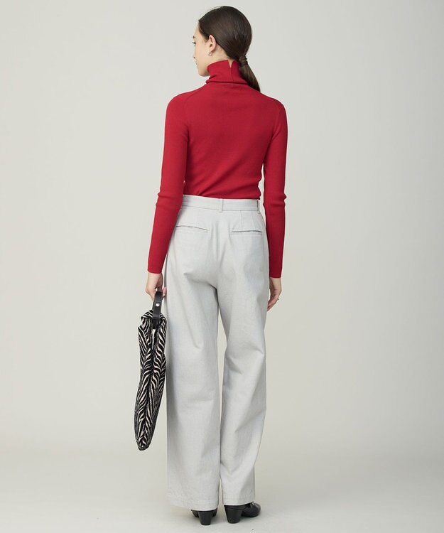 ICB L 【新色追加】エクストラファインメリノリブ タートルネックプルオーバー ディープレッド系