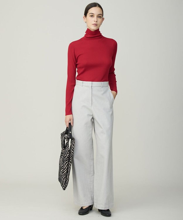 ICB L 【新色追加】エクストラファインメリノリブ タートルネックプルオーバー ディープレッド系