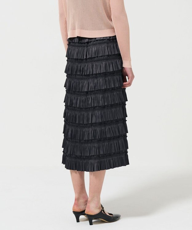 GRACE CONTINENTAL フリルタイトスカート チャコール